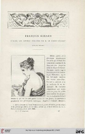 3. Pér. 4.1890: François Gérard, 1 : d'apres les lettres publiées par M. le Baron Gérard