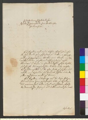 Brief von Ehlers, Wilhelm an Goethe, Johann Wolfgang von