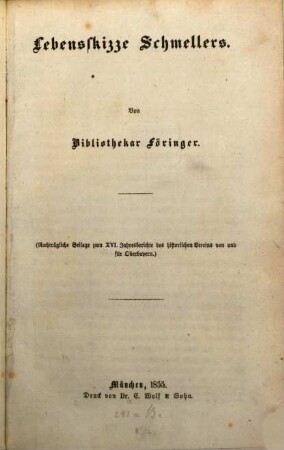Lebensskizze Schmellers