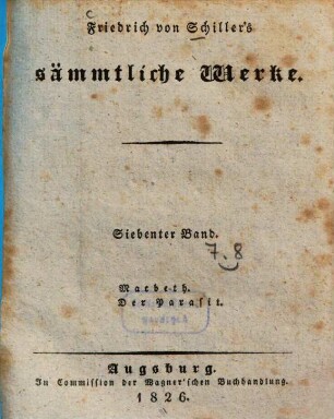 Friedrich von Schiller's sämmtliche Werke, 7. Macbeth
