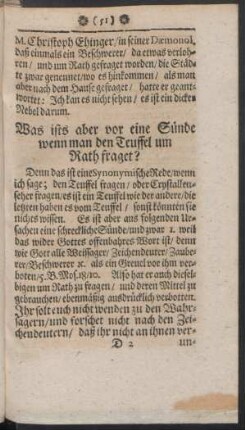 Was ists aber vor eine Sünde wenn man den Teuffel um Rath fraget?