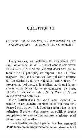 Chapitre III Le Livre: De La France, De Son Génie Et De Ses Destinées - Le Principe Des Nationalités