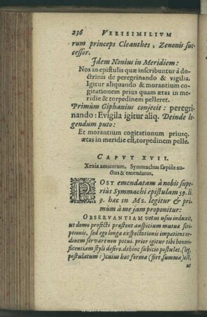 Caput XVII. Xenia amicorum. Symmachus saepius auctus & emendatus