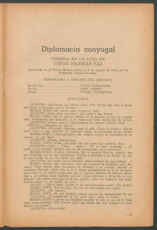 Diplomacia conyugal : Comedia en un acto