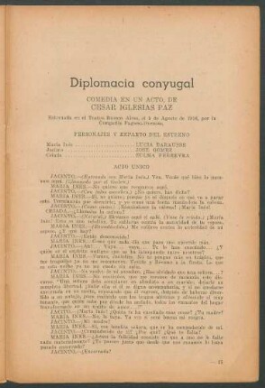 Diplomacia conyugal : Comedia en un acto