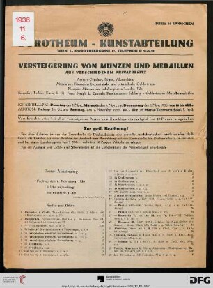 Erster Auktionstag: Freitag, den 6. November 1636, 3 Uhr nachmittags (Nr. 1-310)