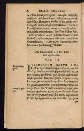 De Elementis Et Eorum qualitatibus. Cap. III.