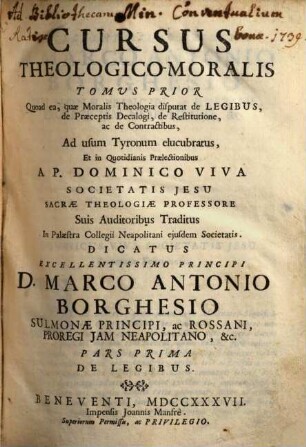 Cursus theologico-moralis, 1,1. De Legibus