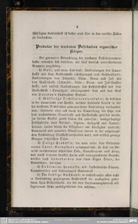 Produkte der trockenen Destillation organischer Körper