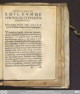 Edictum De Iuridicis Civitatis Negociis.