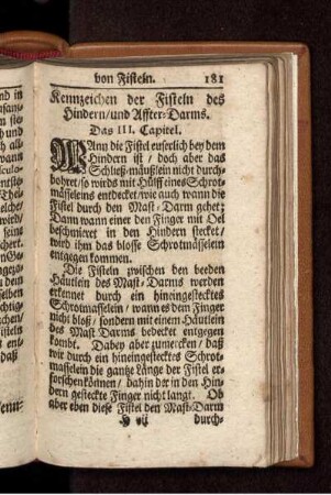 Kennzeichen der Fisteln des Hindern/ und Affter-Darms. Das III. Capitel.