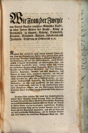 Zirkular von der Kaiserl. Königl. Regierung und Kammer in Vorderösterreich : Freyburg den 10ten August 1786