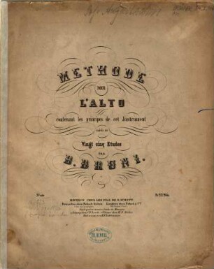 Méthode pour l'alto contenant les principes de cet instrument suivis de vingt cinq études