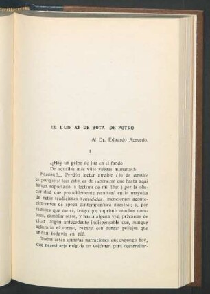 El Luís XI de bota de portro : Al Dr. Eduardo Acevedo