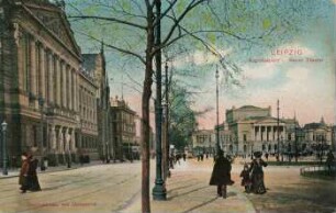 Leipzig: Augustusplatz - Neues Theater ; Goethestrasse mit Universität