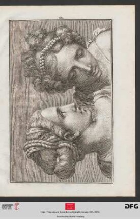 Taf. 44 [Kopfstudien Frau (Schraffur)]