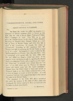 Correspondence, Notes, and News.