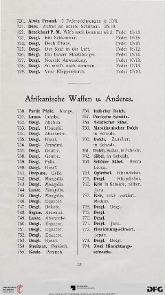 Afrikanische Waffen und Anderes (Nr. 730-796)