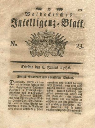 No. 23, Dinstag den 6. Junius 1786