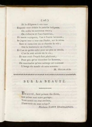 Sur la beauté.