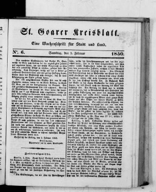 St. Goarer Kreisblatt : eine Wochenschrift für Stadt und Land