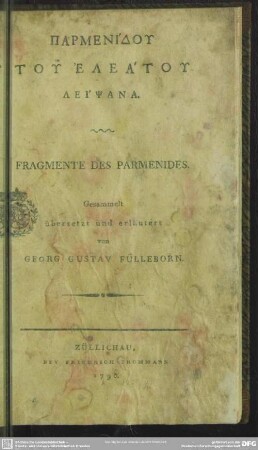 Parmenidu Tu Eleatu Leipsana