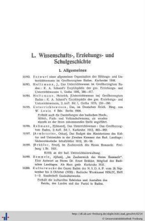 L. Wissenschafts- Erziehungs- und Schulgeschichte.
