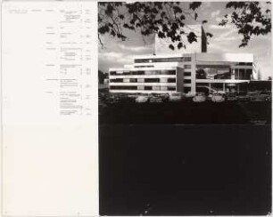 Stadttheater, Trier: Außenanlage, technische Daten (Ausstellungstafel der »Prague Quadrennial of the Theatre Design and Architecture« 1967)