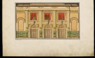 Tanzsaal mit Decke Monatskonkurrenz Februar 1872: Aufriss Längsseite