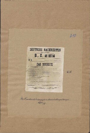 In Frankreich herausgegebene deutsche Kriegszeitungen 1914/1915