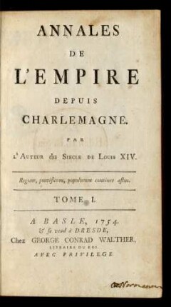 Tome I.: Annales De L'Empire Depuis Charlemagne ; Tome I.