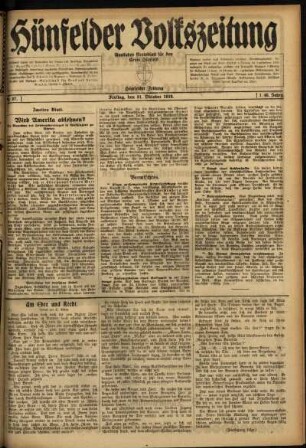 Zweite Ausgabe vom Freitag, den 31. Oktober 1919.