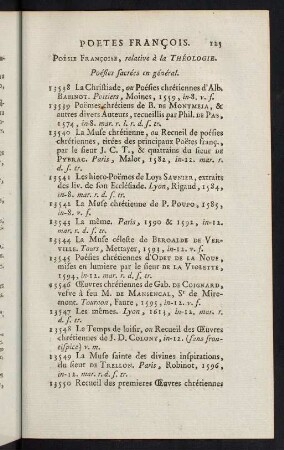 125-186, Poésie Françoise, relative à la Théologie