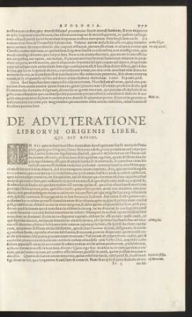 De Adulteratione Librorum Origenis Liber, Qui Est Rufini.