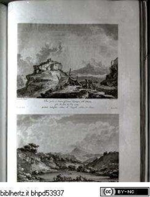 Voyage pittoresque ou description des royaumes de Naples et de Sicile. 4 Bde., 4. Band. 1. und 2. Teil., Tafel 48 (auf Seite 124 folgend oben): Blick auf Castrogiovanni (Enna)