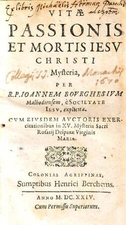 Vitæ Passionis Et Mortis Iesv Christi Mysteria