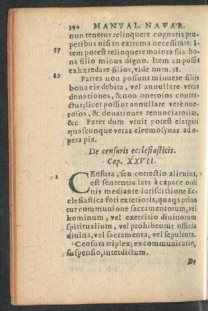 De censuris ecclesiasticis. Cap. XXVII.