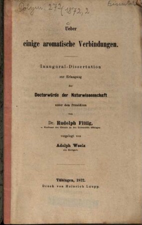 Ueber einige aromatische Verbindungen