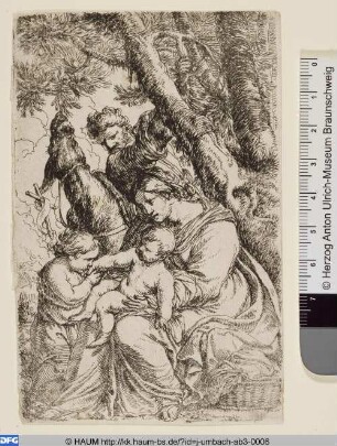 Heilige Familie mit dem kleinen Johannes und Esel