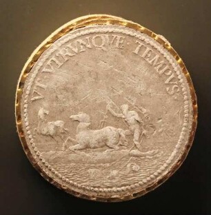 Neptun mit seinem Dreizack und zwei Pferden (Revers)
