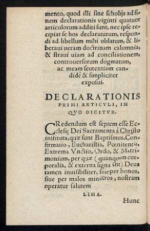 Declarationis Primi Articuli, In Quo Dicitur.