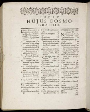 Index Huius Cosmographiae