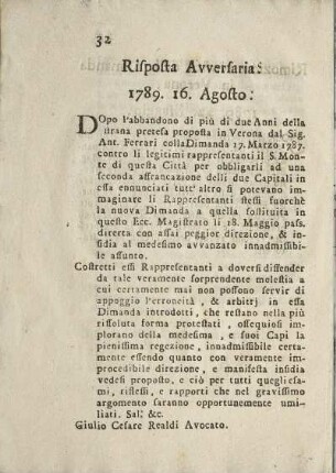 Risposta Avversaria.