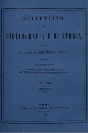Tomo XIV. Giugno 1881.