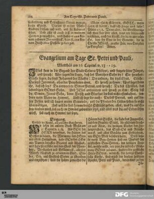 Evangelium am Tage St. Petri und Pauli.