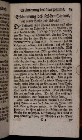 Erläuterung des sechsten Psalms, [...].