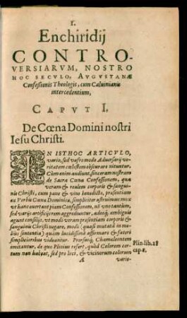 Caput I. De Coena Domini nostri Iesu Christi.