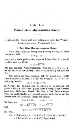 Verlauf einer algebraischen Kurve.