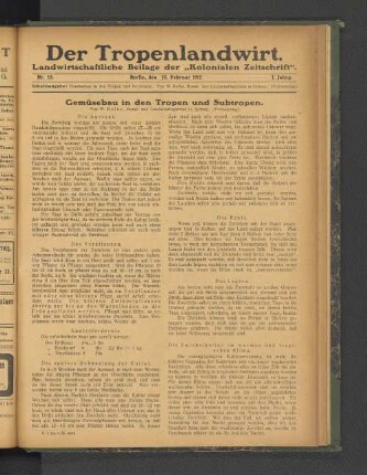 Nr. 15. Berlin, den 15. Februar 1912. 1. Jahrgang.