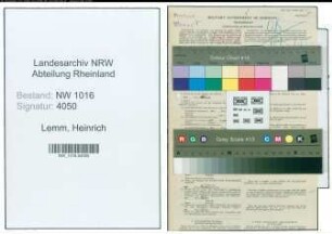 Entnazifizierung Heinrich Lemm , geb. 29.10.1894 (Postbetriebsass.)